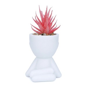 REGALWOVEN Realistic Artificial Succulents in Humanoid Pots - Cute Fake  Cactus People Shaped Planter for Home Decor 4.7"H : Target
