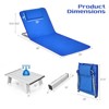 Gymax 3 PC Beach Mat Set w/ 2 Lounge Chairs & Side Table Adjustable Chaise Lounge Beach & Lawn Chairs Portable Folding Recline Chair Blue/Stripe/Green - 3 of 4