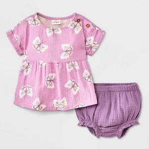 Baby Girls' Short Sleeve Gauze Short Set - Cat & Jack™ - 1 of 4