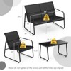 Tangkula 4 PCS Furniture Set Tempered Glass Coffee Table Chair Outdoor Patio Loveseat Black - 4 of 4
