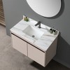 KWPZQEB Marble Vanity Top, with Undermount Rectangular Middle Sink and 4" Height Backsplash, 1 Predrilled Centerset, Carrara white with veins - 3 of 4