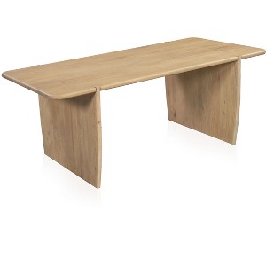 HomeRoots 80" Natural Wood Double Pedestal Base Dining Table - 1 of 4