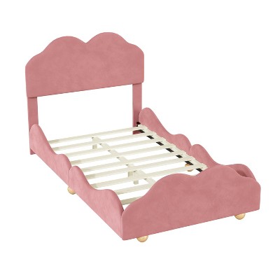 NicBex Upholstered Platform Bed with Cloud Shaped Headboard for Boys/Girls