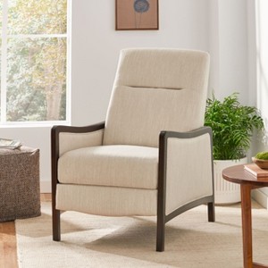 Sapphtopaz Modern Accent Chair Mid-Century Armchair Upholstered Push-Back Recliner Chair with Wood Frame Comfy Chair for Bedroom, Living Room - 1 of 4