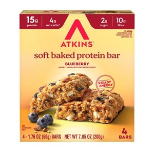 Atkins High Protein Blueberry Soft Baked Protein Bars - 15g Protein - 7.05oz/4ct - 1 of 4