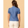 Allegra K Women's Point Collar Short Sleeve Button Down Denim Shirt - 3 of 4