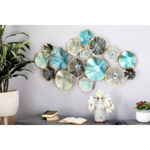 Metal Plate 3D Overlapping Discs Wall Decor Multi Colored - Olivia & May - 1 of 4