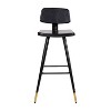 Merrick Lane Faux Leather Barstools Contemporary Upholstered Stools with Metal Frame and Integrated Footrest - Set of 2 - 4 of 4