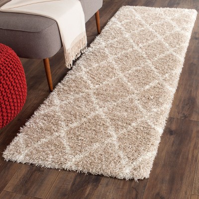 Ivory Shimmering Waves 8' x 10' Synthetic Shag Area Rug