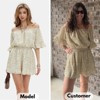 EXLURA Women's Summer Floral Romper Dress Off Shoulder Ruffle Elastic Wasit Wide Leg Shorts Jumpsuit Vacation Beach 2025 - 3 of 4