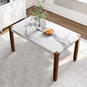 Gulches 46.5" Modern Rectangular Dining Table, Faux Marble Top & Sturdy Rubber Wood Legs, 300lbs Capacity, Easy Assembly - 1 of 4
