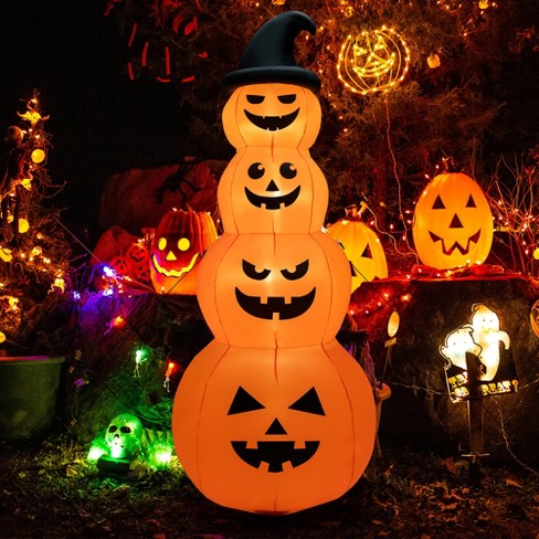Costway 8ft Halloween Inflatable Stacked Pumpkins Blow-up Holiday ...