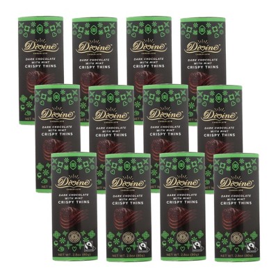 Divine Chocolate Dark Chocolate With Mint Crispy Thins - Case of 12/2.8 oz