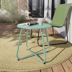 GRANDPATIO Designs Steel Patio Side Table, Weather Resistant Outdoor Round End Table - 1 of 4