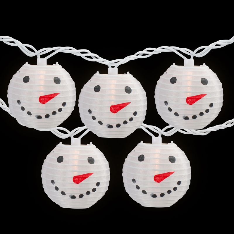 Northlight 10-Count White Snowman Paper Lantern Christmas Lights, 8.5ft White Wire, 3 of 8