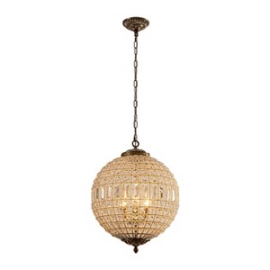 LLHZSY 3-Light Retro French Crystal Globe Chandelier - Antique Bronze - 17 11/16" - 1 of 4