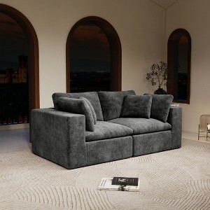78.8" x 39.4" Plush Corduroy Modular Sectional Sofa with 2PC Free Combination and No Assembly - 1 of 4