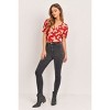 Slickblue Women's Butterfly Print, Smocked Back Waist, Crop Top, V-Neck Style, Chili Pepper, S - 3 of 4