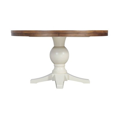 Barrett 54" Beige and White Reclaimed Wood Round Dining Table