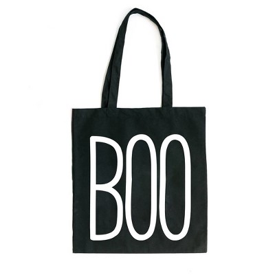 City Creek Prints Boo Word Canvas Tote Bag - 15x16 - Black