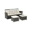 3-Piece Outdoor Cnversation Sofa Set with Two Ottoman, All-Weather PE Wicker Rattan - 2 of 4