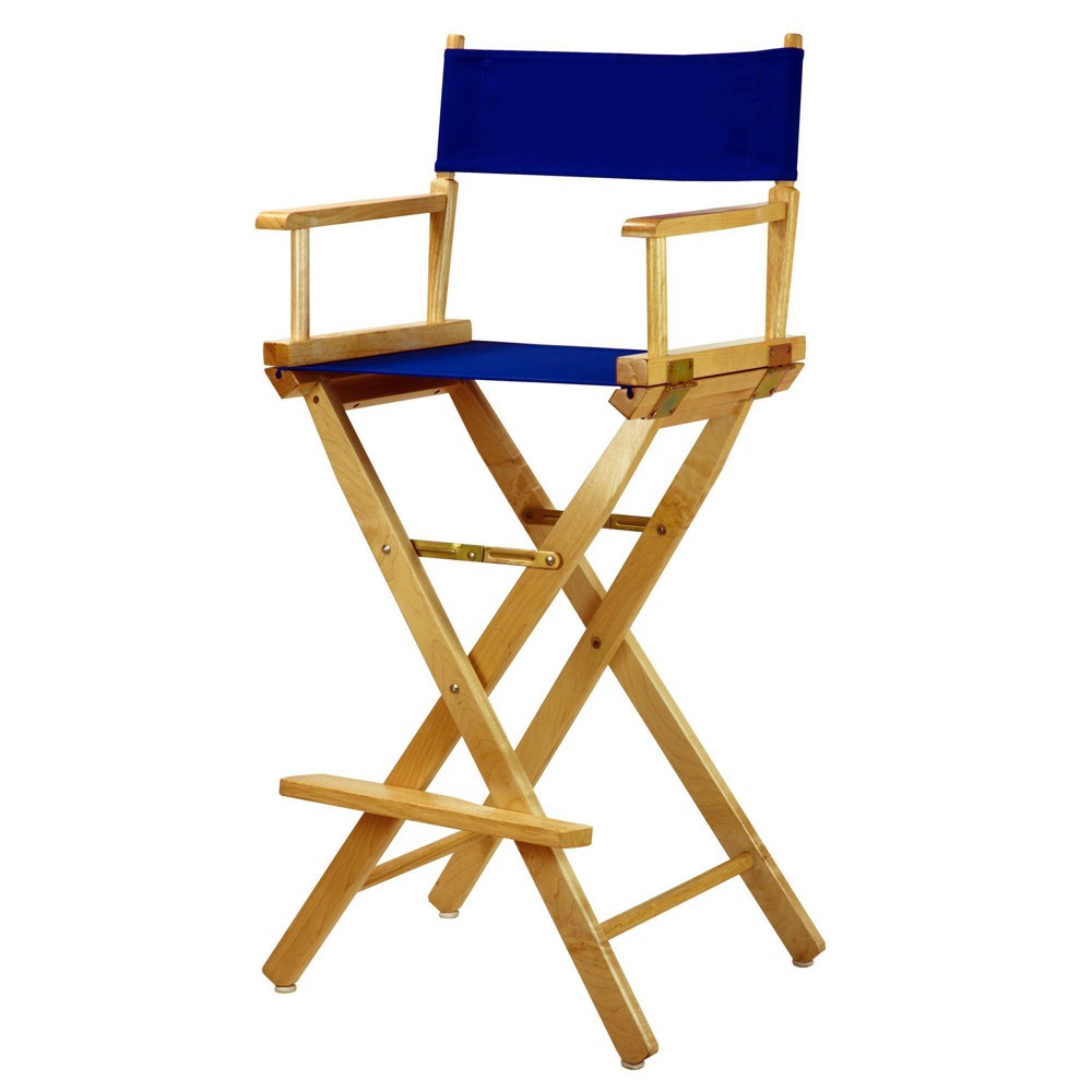 Photos - Chair Bar-Height Director's  - Natural Frame, Blue Canvas Royal Blue