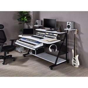 NicBex Home Office Desks Morden Desk with Storage Music Desk with Shelves, Keyboard Tray and Earphone Rack for Music Room - 1 of 4
