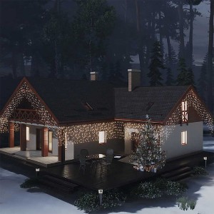 Aghana Digitals Warm White LED Curtain Icicle Lights, 32.8ft 400 LEDs, 8 Modes, USB Powered, - 1 of 4