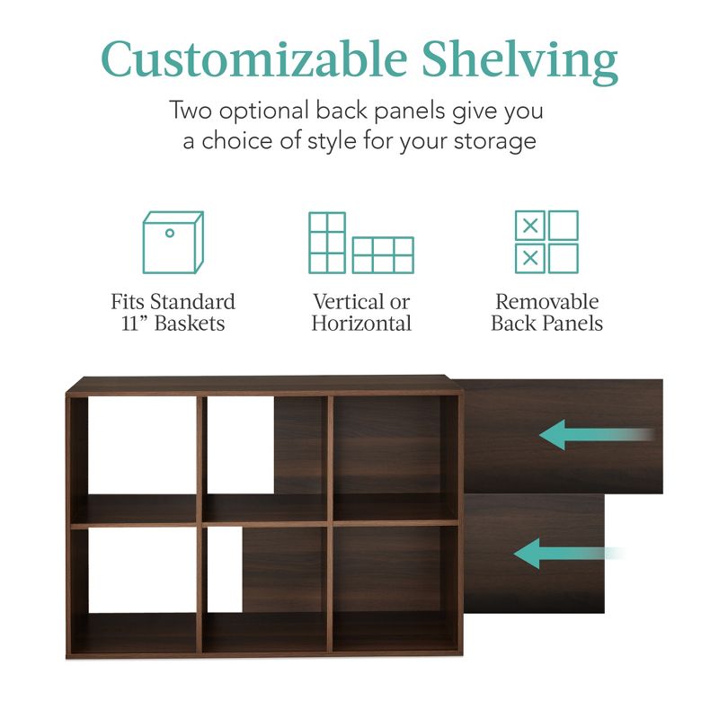 Best Choice Products 6-Cube Bookshelf, 11in Display Storage System, Organizer w/ Removable Back Panels, 2 of 9