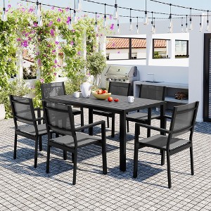 Sapphtopaz Patio Dining Set Wood Patio Table and Chairs Set with Cushions for Patio, Balcony, Garden, Vourtyard - 1 of 4