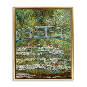 Stupell Industries Pond of Water Lilies Rectangular Portrait Floating Frame Canvas Art, Gold, 17" x 21" - 1 of 4