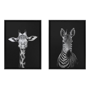 Kate & Laurel All Things Decor (Set of 2) 18"x24" Sylvie Minimalist Giraffe and Zebra Wall Art by The Creative Bunch Studio: Modern Canvas - 1 of 3