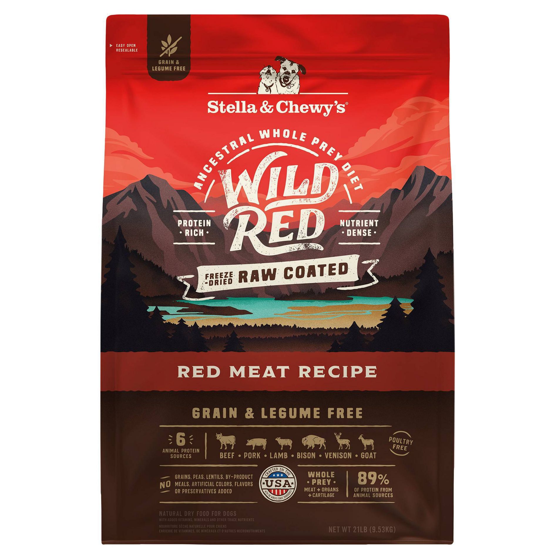 Stella & Chewy's Beef, Pork and Lamb Flavor Wild Red Raw Coated Grain and Legume Free Recipe Dry Dog Food - 21lbs