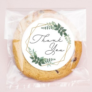 Big Dot of Happiness Boho Botanical Thank You Stickers and Clear Cookie Bags, Cellophane Treat Bags 4.25x7 IN for Candy or Baked Goods - 25 Count - 1 of 4
