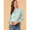 Allegra K Women's Ruffle Collar 3/4 Sleeve Tie Neck Chiffon Floral Blouse - 2 of 4