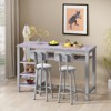 Hooseng 3-Piece Dining Room Table Set with 2 Upholstered Bar Stools, Modern Farmhouse Style Bar Table Set for 2 with Multiple Tier Storage Shelves - 2 of 4