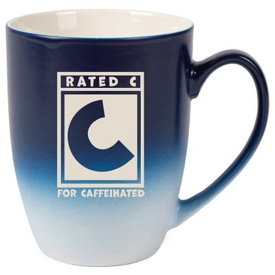 100 North Video Game 10 Ounce Navy Blue and White Two Toned Ombre, Comfortably Fits Your Hands, Ceramic Tea Coffee Cup Mug, Rated C For Caffeinated