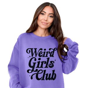 Weird Girls Club Distressed - Women's Garment Dyed Graphic Sweatshirt - 1 of 4
