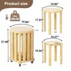Lyngins 4-Piece Stackable Solid Wood Stool Set/Round Side Table, Bedroom Nightstand, Small End Table, Dining Stools (2 with Locking Wheels), Natural - 4 of 4