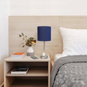 Creekwood Home Contemporary Bedside Table Lamp with Power Outlet - 1 of 4