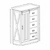 5 Drawers Dresser, Cabinet With Sliding Barn Door, Farmhouse Modern Tall Dresser With 5 Chest Of Drawers, Storage Organizer Dresser-Cuddlewood - 4 of 4