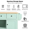 LOVSON Multifunctional Kitchen Cart, Oak Folding Countertop with Storage and Three Drawers, 5th Wheel Mobile Dining Cart, Mint Green - 4 of 4