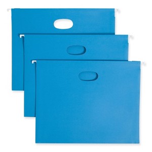 Smead Hanging Pockets with Full-Height Gusset, 1 Section, 2" Capacity, Letter Size, 1/5-Cut Tabs, Sky Blue, 25/Box - 1 of 4