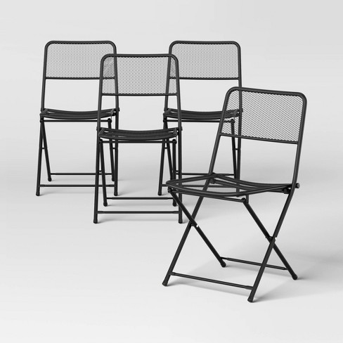 Metal Mesh Outdoor Portable Patio Folding Chair Black - Room Essentials™ - image 1 of 4