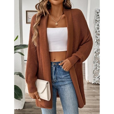 Coolmee Women Fashion Casual Oversized Open Front Long Sleeve Chunky Knit Cardigans Sweaters Outerwear Coats