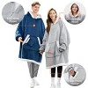 Joyfy Adults Wearable Blanket Hoodie for Women Men Giant Pocket Sleeves FlaWarm Oversized Fleece Winter Sweatshirt Blanket Birthday Gift GRAY - 3 of 4