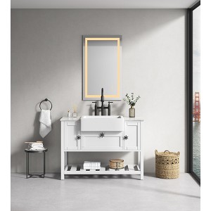 Okak Anti-Fog Bathroom Mirror with Memory and 3 Colors, Vanity Mirror with Stepless Dimmable, Wall Mirror for Bathroom, Living Room - 1 of 4