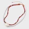 Mixed Semi Precious with Pearl Slider Dalmatian Jasper Multi Chain Necklace - Universal Thread™ Brown - 3 of 4