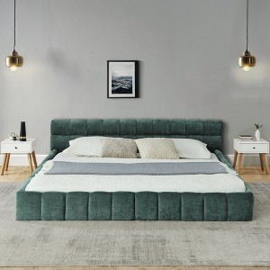 NicBex California King Size Wooden Bed Frame with Chenille Upholstered Headboard,Modern Platform Bed,No Box Spring Needed - 1 of 4