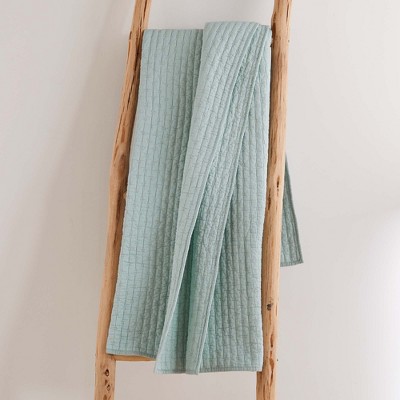 Blue Haze Cross Stitch Quilted Cotton Throw 50x60in